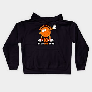 10 Year Old Happy 10th Birthday Basketball 10th Birthday Kids Hoodie